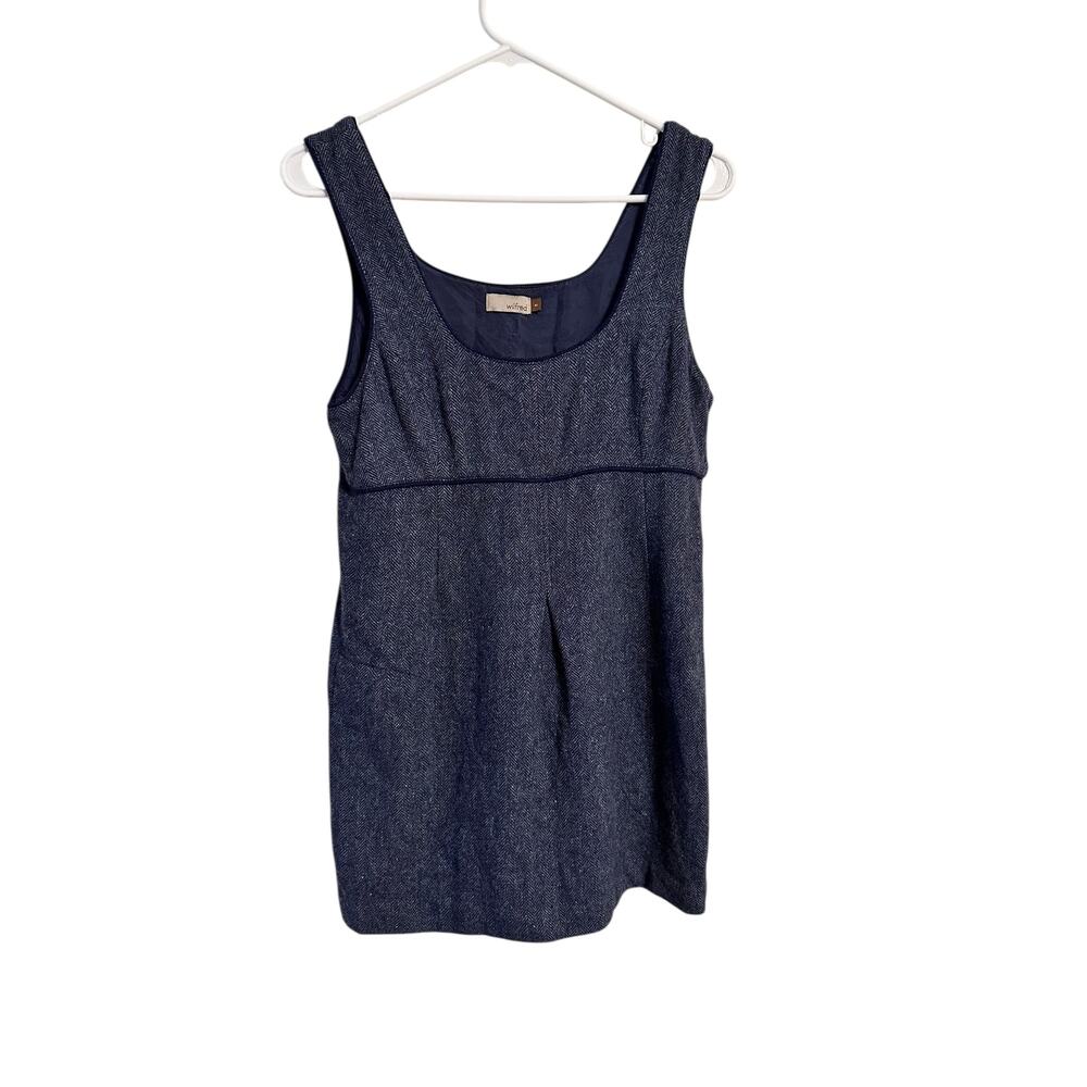 Wilfred Aritzia Navy Blue Wool Blend Mini Dress Sleeveless Size 8